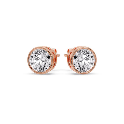 Round Cut Stud Bezel Set Earring