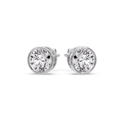 Round Cut Stud Bezel Set Earring