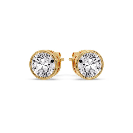 Round Cut Stud Bezel Set Earring