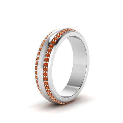 Beveled Edge Matte Eternity Mens Engagement Ring