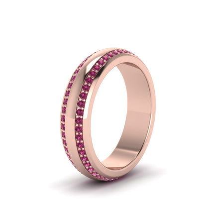 Beveled Edge Matte Eternity Mens Engagement Ring