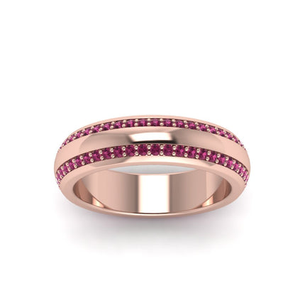 Beveled Edge Matte Eternity Mens Engagement Ring