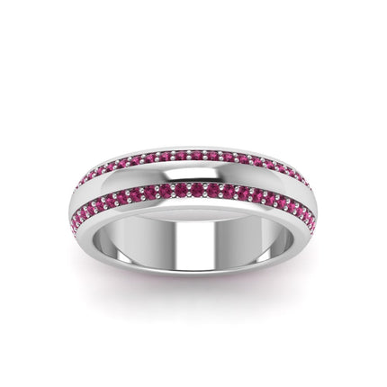 Beveled Edge Matte Eternity Mens Engagement Ring