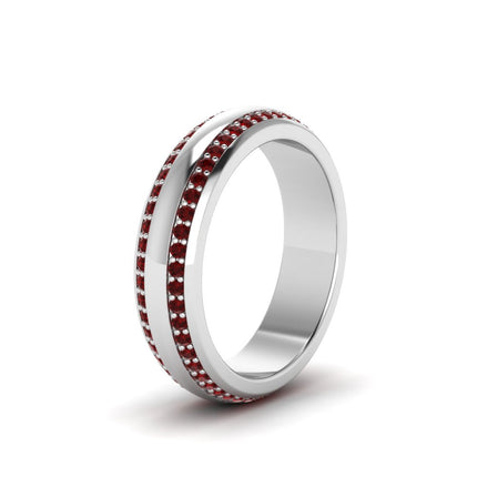 Beveled Edge Matte Eternity Mens Engagement Ring