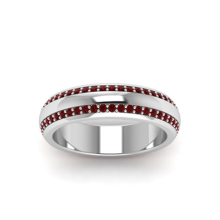 Beveled Edge Matte Eternity Mens Engagement Ring