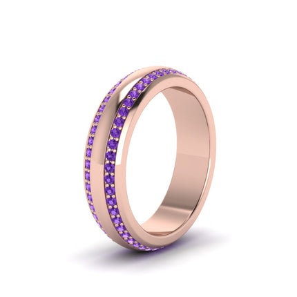 Beveled Edge Matte Eternity Mens Engagement Ring