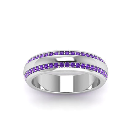 Beveled Edge Matte Eternity Mens Engagement Ring