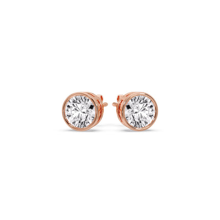 Round Cut Stud Bezel Set Earring