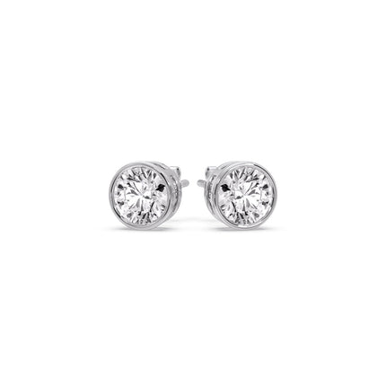 Round Cut Stud Bezel Set Earring