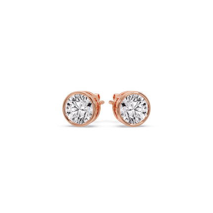 Round Cut Stud Bezel Set Earring