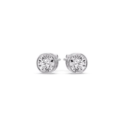 Round Cut Stud Bezel Set Earring