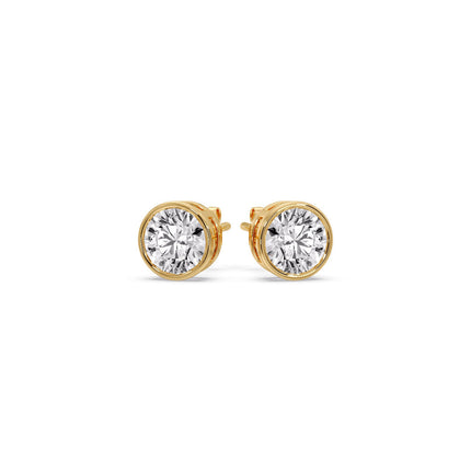 Round Cut Stud Bezel Set Earring