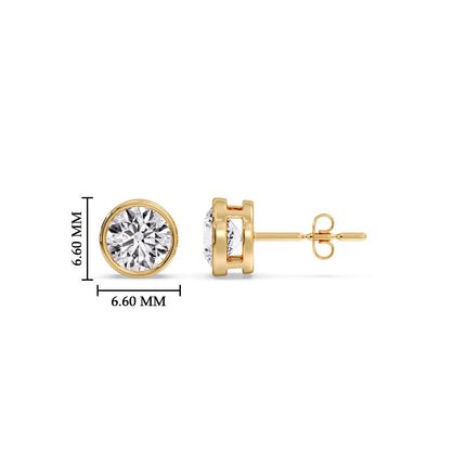 Round Cut Stud Bezel Set Earring