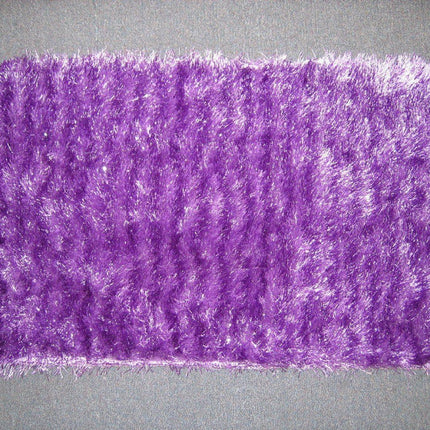 DaDa Bedding Shaggy Soft Door Mat Carpet Rug - 20" x 32" Striped Shiny Purple Lavender