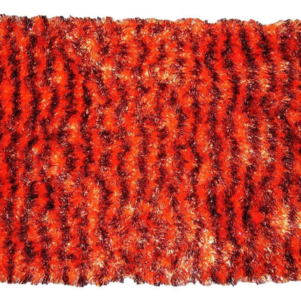 DaDa Bedding Shaggy Soft Rectangle Floor Door Mat Bath Carpet Rug - Striped Orange & Brown - 20" x 32",