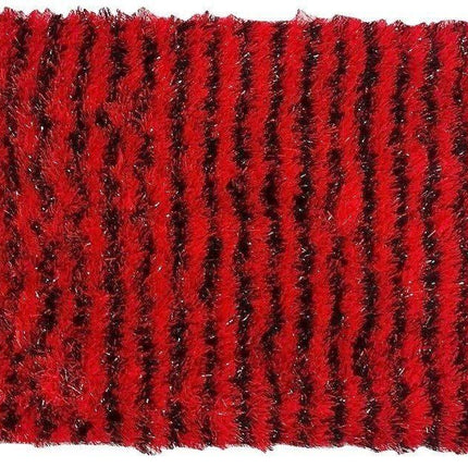 DaDa Bedding Shaggy Soft Rectangle Door Mat Bath Carpet Rug - 20" x 32", Striped Red & Black