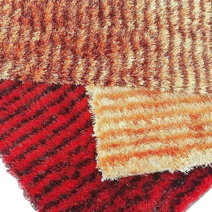 DaDa Bedding Shaggy Soft Rectangle Door Mat Bath Carpet Rug - 20" x 32", Striped Red & Black