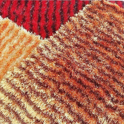 DaDa Bedding Shaggy Soft Rectangle Door Mat Bath Carpet Rug - 20" x 32", Striped Red & Black