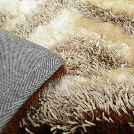 DaDa Bedding Shaggy Soft Viscose Champagne Brown Geometric Diamond Large Area Carpet Rug