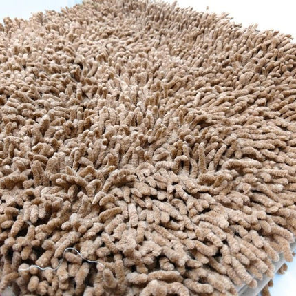 DaDa Bedding Coffee Brown Shaggy Soft Chenille Noodle Carpet Rug Bath Mat