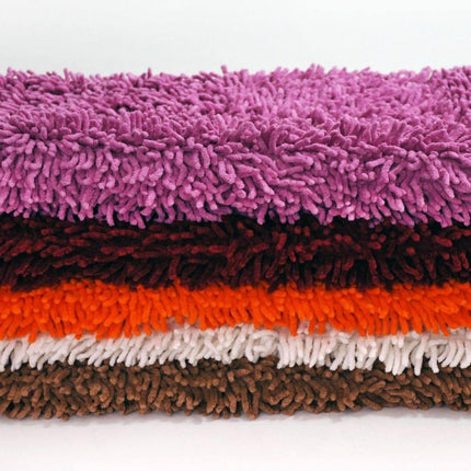 DaDa Bedding Coffee Brown Shaggy Soft Chenille Noodle Carpet Rug Bath Mat