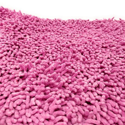DaDa Bedding Fuchsia Magenta Pink Shaggy Soft Chenille Noodle Carpet Rug Bath Mat