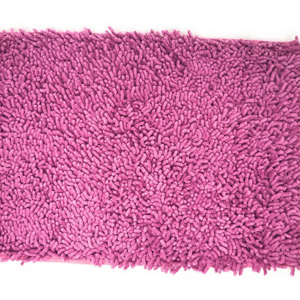 DaDa Bedding Fuchsia Magenta Pink Shaggy Soft Chenille Noodle Carpet Rug Bath Mat