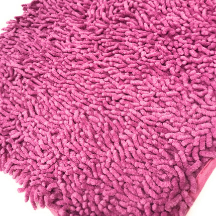 DaDa Bedding Fuchsia Magenta Pink Shaggy Soft Chenille Noodle Carpet Rug Bath Mat