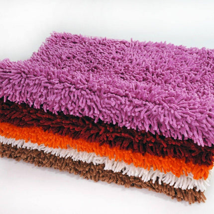 DaDa Bedding Fuchsia Magenta Pink Shaggy Soft Chenille Noodle Carpet Rug Bath Mat