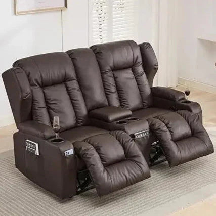 Savona65 Luxe Reclining RV 2-Seater with Center Console – Wall-Hugging Dual Recliner Sofa in Classic Beige