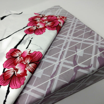 DaDa Bedding Floral Cherry Blossoms Red Purple Fitted Sheet & Pillow Cases Set (FTS8318)