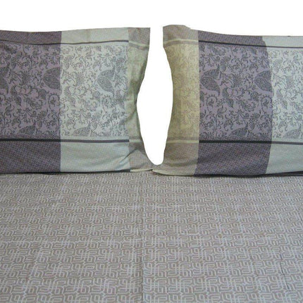 DaDa Bedding Grey Floral Paisley Fitted & Flat Sheet w/ Pillow Cases Set (FSFS8222)