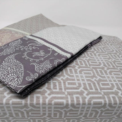 DaDa Bedding Grey Floral Paisley Fitted & Flat Sheet w/ Pillow Cases Set (FSFS8222)