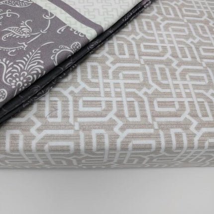 DaDa Bedding Jacquard Grey Floral Paisley Flat Sheet & Pillow Cases Set (FS8222)