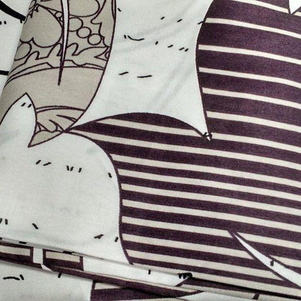 DaDa Bedding Paisley Grey Floral Leaves Fitted Sheet & Pillow Cases Set (FTS8197)