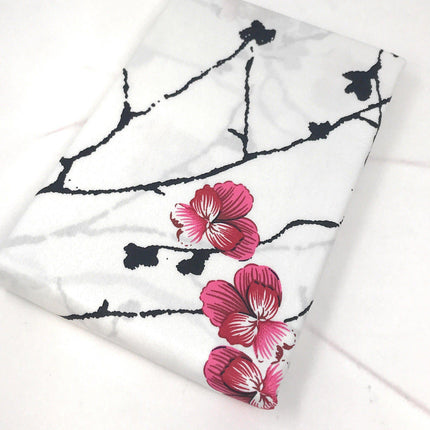 DaDa Bedding Floral Cherry Blossoms Red Purple Fitted Sheet & Pillow Cases Set (FTS8318)