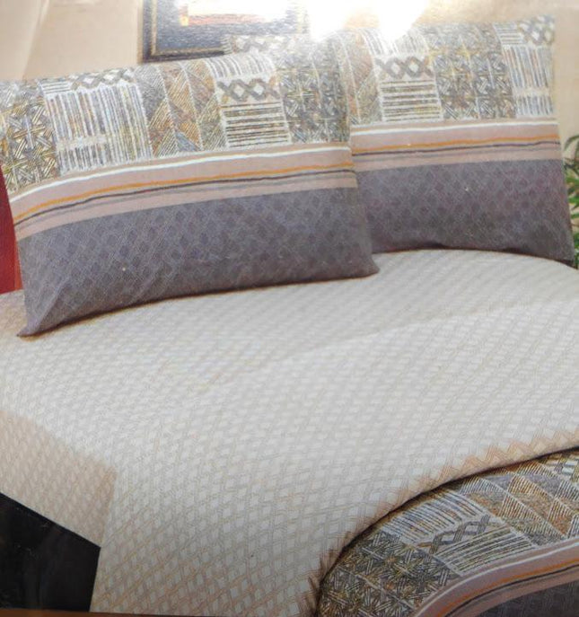 DaDa Bedding Geometric Striped Multi-Color Flat Sheet & Pillow Cases Set (FS8279)