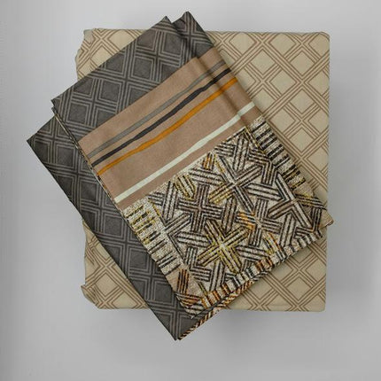 DaDa Bedding Geometric Striped Multi-Color Flat Sheet & Pillow Cases Set (FS8279)