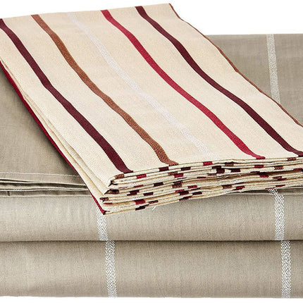 DaDa Bedding Multi White Grey Striped Fitted & Flat Sheets w/ Pillow Cases Set (FSFS8293)