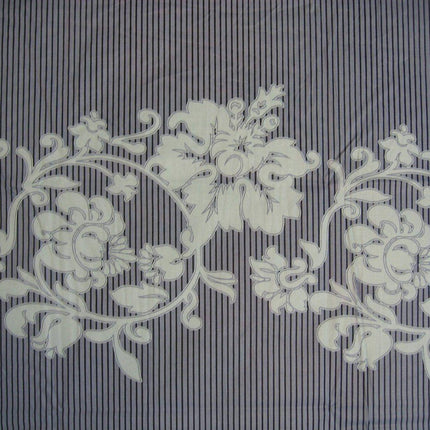 DaDa Bedding Navy Blue Floral Striped Fitted + Flat Sheets & Pillow Cases Set (FSFS8153)