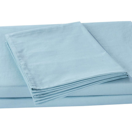DaDa Bedding Soothing SeaFoam Sky Blue Cotton Fitted Bed Sheet w/Pillow Cases (JHW604)