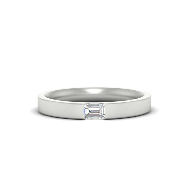 Single Emerald Mens Wedding Band