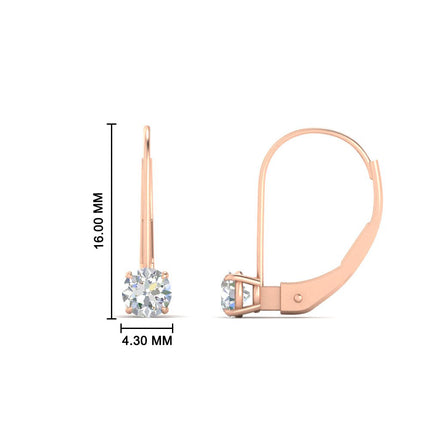 Small Round Diamond Studs Lever Back Earring