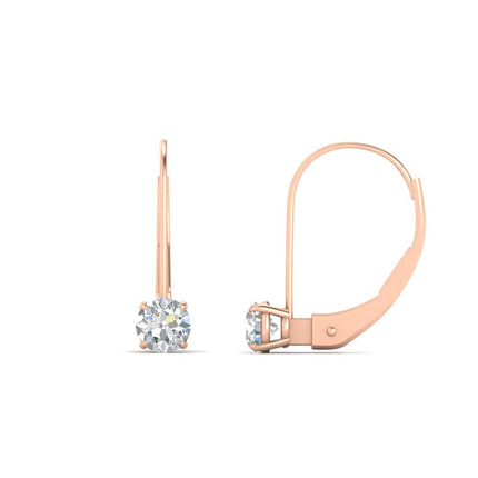 Small Round Diamond Studs Lever Back Earring