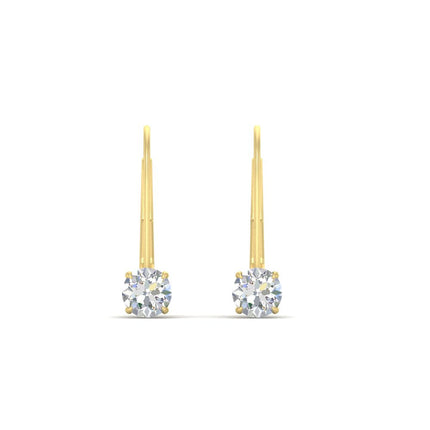 Small Round Diamond Studs Lever Back Earring