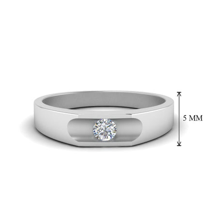 Half Bezel Solitaire Mens Diamond Ring
