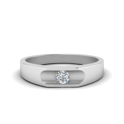 Half Bezel Solitaire Mens Diamond Ring