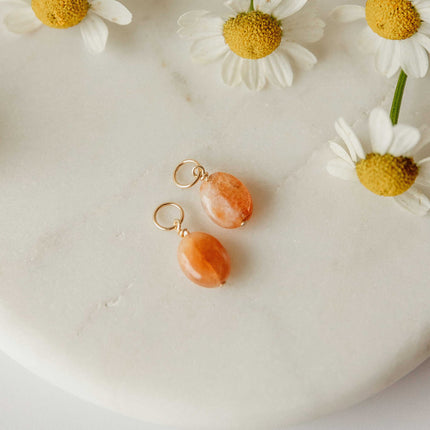 Sunstone Peach Hoop Charms