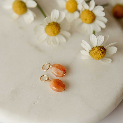 Sunstone Peach Hoop Charms