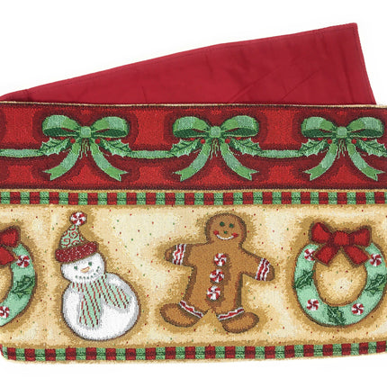 DaDa Bedding Set of 8 Pieces Gingerbread Sweets Holiday Table Tapestry - 4 Placemats, 2 Table Runners, 2 Throw Pillow Covers (12917)